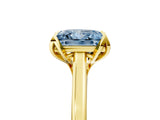 Yellow gold Fancy Blue Princess Cut Diamond Solitaire Ring with Flower Prong Setting and Classic Band_18