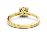 Yellow gold Fancy Blue Princess Cut Diamond Solitaire Ring with Flower Prong Setting and Classic Band_37