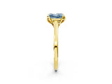 Yellow gold Fancy Blue Princess Cut Diamond Solitaire Ring with Flower Prong Setting and Classic Band_39