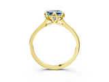 Yellow gold Fancy Blue Princess Cut Diamond Solitaire Ring with Flower Prong Setting and Classic Band_40