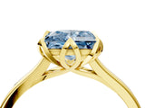 Yellow gold Fancy Blue Princess Cut Diamond Solitaire Ring with Flower Prong Setting and Classic Band_41