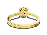 Yellow gold Fancy Blue Princess Cut Diamond Solitaire Ring with Flower Prong Setting and Classic Band_85