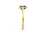 Yellow gold Fancy Blue Princess Cut Diamond Solitaire Ring with Flower Prong Setting and Classic Band_87