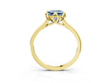 Yellow gold Fancy Blue Princess Cut Diamond Solitaire Ring with Flower Prong Setting and Classic Band_88