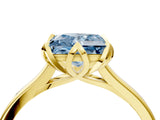 Yellow gold Fancy Blue Princess Cut Diamond Solitaire Ring with Flower Prong Setting and Classic Band_89