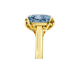 Yellow gold Fancy Blue Princess Cut Diamond Solitaire Ring with Flower Prong Setting and Classic Band_90