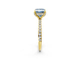 Yellow gold Fancy Blue Princess Cut Diamond Solitaire Ring with Four-Prong Setting and Pavé Band_5