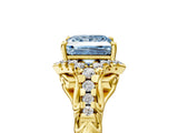 Yellow gold Fancy Blue Princess Cut Diamond Solitaire Ring with Hidden Halo and Pavé Band_32