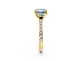 Yellow gold Fancy Blue Princess Cut Diamond Solitaire Ring with Pavé Band and Four-Prong Setting_66