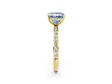 Yellow gold Fancy Blue Princess Cut Diamond Solitaire Ring with Pavé Band and Hidden Halo_22