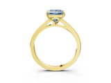 Yellow gold Fancy Blue Princess Cut Diamond Solitaire Ring with Pavé Band and Prong Setting_15