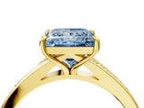 Yellow gold Fancy Blue Princess Cut Diamond Solitaire Ring with Pavé Band and Prong Setting_16