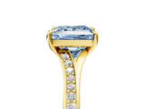 Yellow gold Fancy Blue Princess Cut Diamond Solitaire Ring with Pavé Band and Prong Setting_17