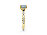 Yellow gold Fancy Blue Princess Cut Diamond Solitaire Ring with Round  Pavé Band and Four-Prong Setting_38