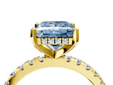 Yellow gold Fancy Blue Princess Cut Diamond Solitaire Ring with Round  Pavé Band and Four-Prong Setting_40