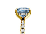 Yellow gold Fancy Blue Princess Cut Diamond Solitaire Ring with Round  Pavé Band and Four-Prong Setting_41