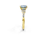 Yellow gold Fancy Blue Princess Cut Diamond Solitaire Ring with Side Stones and Four-Prong Setting_39