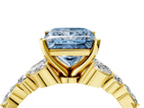 Yellow gold Fancy Blue Princess Cut Diamond Solitaire Ring with Side Stones and Four-Prong Setting_41