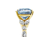 Yellow gold Fancy Blue Princess Cut Diamond Solitaire Ring with Side Stones and Four-Prong Setting_42