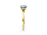 Yellow gold Fancy Blue Princess Cut Diamond Solitaire Ring with Six-Prong Setting and Classic Band_288