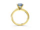 Yellow gold Fancy Blue Princess Cut Diamond Solitaire Ring with Six-Prong Setting and Classic Band_289