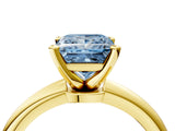 Yellow gold Fancy Blue Princess Cut Diamond Solitaire Ring with Six-Prong Setting and Classic Band_290