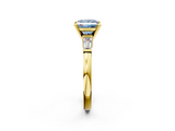Yellow gold Fancy Blue Princess  Cut Diamond Solitaire Ring with Tapered Baguette Accents and Four-Prong Setting_61