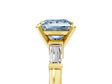Yellow gold Fancy Blue Princess  Cut Diamond Solitaire Ring with Tapered Baguette Accents and Four-Prong Setting_64