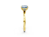 Yellow gold Fancy Blue Princess Cut Diamond Solitaire Ring with Thin Band and Prong Setting_14