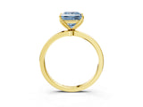Yellow gold Fancy Blue Princess Cut Diamond Solitaire Ring with Thin Band and Prong Setting_15