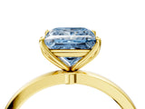 Yellow gold Fancy Blue Princess Cut Diamond Solitaire Ring with Thin Band and Prong Setting_16