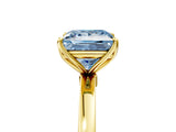 Yellow gold Fancy Blue Princess Cut Diamond Solitaire Ring with Thin Band and Prong Setting_17