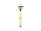 Yellow gold Fancy Blue Princess Cut Diamond Solitaire Ring with Thin Band and Prong Setting_26