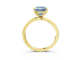 Yellow gold Fancy Blue Princess Cut Diamond Solitaire Ring with Thin Band and Prong Setting_27