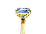 Yellow gold Fancy Blue Princess Cut Diamond Solitaire Ring with Thin Band and Prong Setting_29