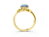 Yellow gold Fancy Blue Princess Cut Diamond Solitaire Ring with Twist Band and Four-Prong Setting_74