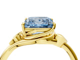Yellow gold Fancy Blue Princess Cut Diamond Solitaire Ring with Twist Band and Four-Prong Setting_75