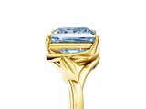 Yellow gold Fancy Blue Princess Cut Diamond Solitaire Ring with Twist Band and Four-Prong Setting_76