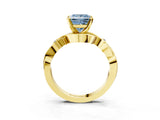 Yellow gold Fancy Blue Princess Cut Diamond Solitaire Ring with Twisted Band and Prong Setting_207