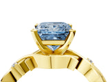 Yellow gold Fancy Blue Princess Cut Diamond Solitaire Ring with Twisted Band and Prong Setting_208