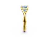 Yellow gold Fancy Blue Princess Cut Diamond Solitaire Twist Band Prong Setting Ring_81