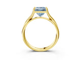 Yellow gold Fancy Blue Princess Cut Diamond Solitaire Twist Band Prong Setting Ring_82