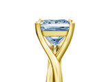Yellow gold Fancy Blue Princess Cut Diamond Solitaire Twist Band Prong Setting Ring_84