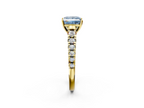 Yellow gold Fancy Blue Princess  Cut Diamond Solitaire with Pave Band and Four-Prong Setting_111