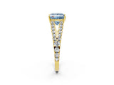Yellow gold Fancy Blue Princess Cut Diamond Split Shank Pavé Engagement Ring with Four-Prong Setting_62