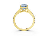Yellow gold Fancy Blue Princess Cut Diamond Split Shank Pavé Engagement Ring with Four-Prong Setting_63
