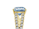Yellow gold Fancy Blue Princess Cut Diamond Split Shank Pavé Engagement Ring with Four-Prong Setting_65