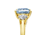 Yellow gold Fancy Blue Princess Cut Diamond Three-Stone Engagement Ring with Prong Setting and Pavé Band_5