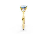 Yellow gold Fancy Blue Princess Cut Diamond Three-Stone Ring with Pear Side Stones and Four-Prong Setting_61
