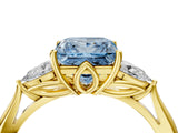 Yellow gold Fancy Blue Princess Cut Diamond Three-Stone Ring with Pear Side Stones and Four-Prong Setting_63